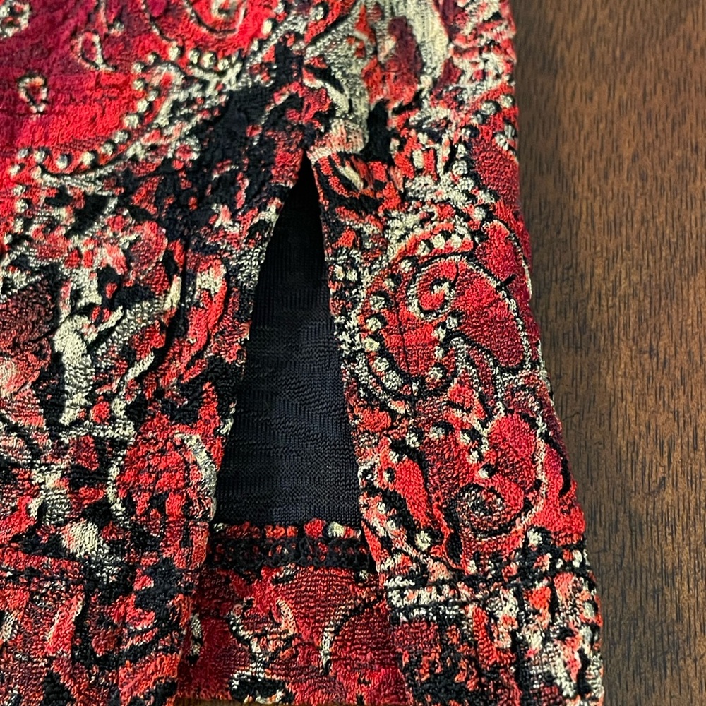 Red Black Paisley Blouse 3/4 Sleeve Top by JM Collection Petite Medium 🌹✨ - Picture 8 of 11